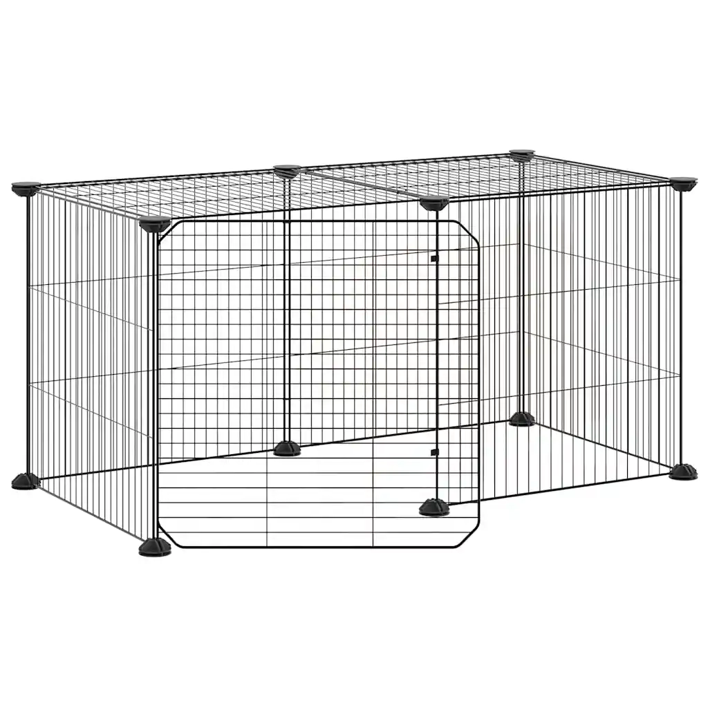 Gabbia per Animali 8 Pannelli con Porta Nero 35x35 cm Acciaio CFW4286187