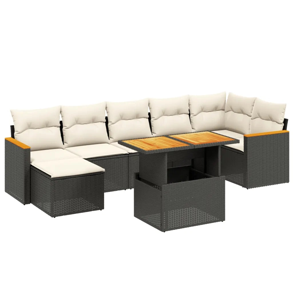 Set Divani da Giardino con Cuscini 8 pz Nero in Polyrattan 3273184