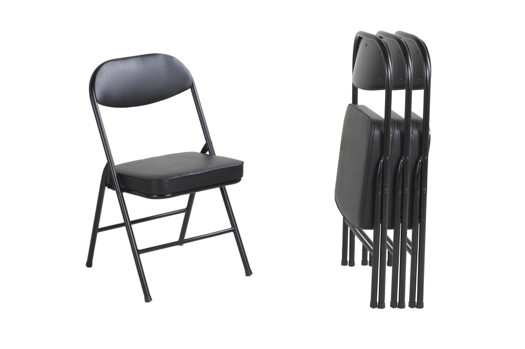 SEDIA PIEGHEVOLE Set da 4 con seduta imbottita, acciaio, Nero