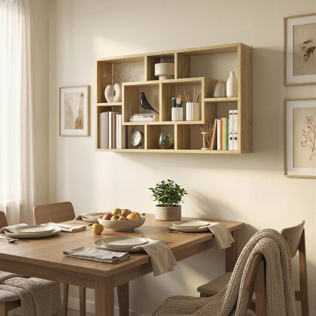 Libreria a Parete 8 Cubi ¨C zephmum ¨C 85x14.5x47.5 cm Rovere