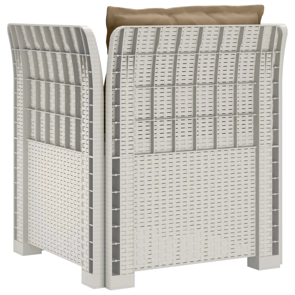 Sedia da giardino-Poltrona a 1 Posto con Cuscini Aspetto Rattan PP Bianco 626405