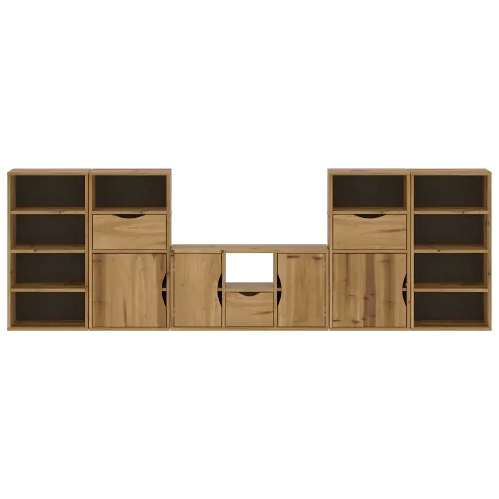Mobile TV 5 pz con Contenitore ODDA in Legno Massello di Pino 3365378