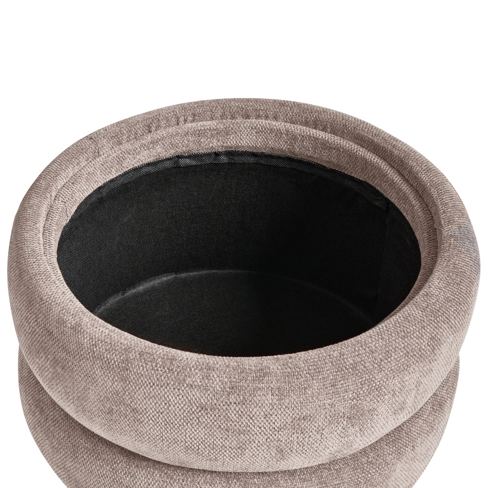 Pouf in ciniglia tortora 40 x 41 cm con sgabello portaoggetti Design moderno