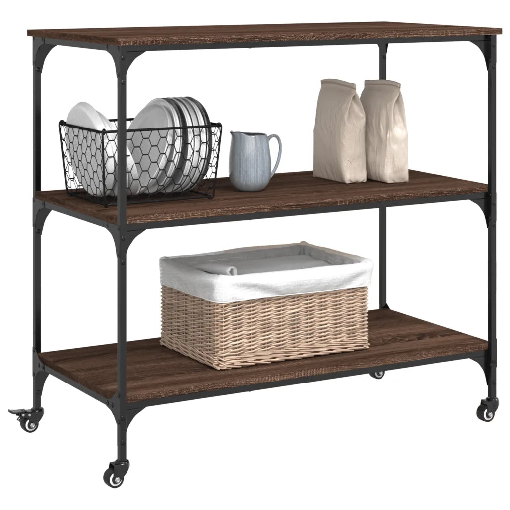 Carrello Cucina Rovere Marrone 102x50x95 cm Legno Multistrato CFW5741053