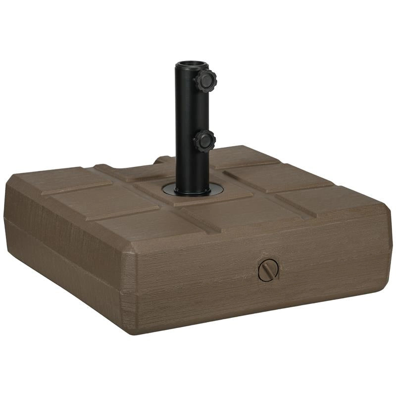BASE PER OMBRELLONE DA GIARDINO RIEMPIBILE CON MANIGLIA IN HDPE E ACCIAIO 49X49X36.5 CM MARRONE