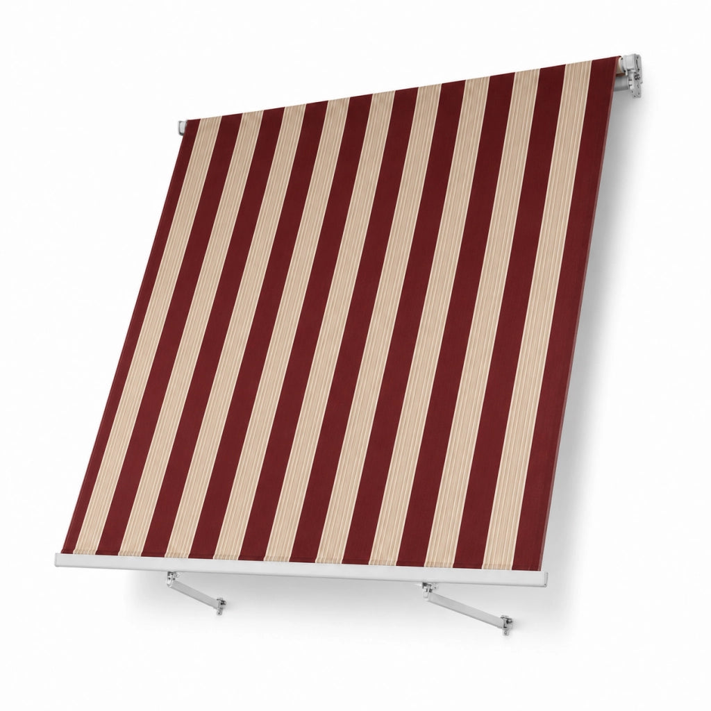 Tenda Parasole Avvolgibile Con Argano Manuale Telaio In Alluminio Copertura In Poliestere 280G Schermo UV Riparo Visivo Per Balcone Terrazzo Portico E Ambienti Esterni 295x250x50 Cm Rosso E Beige