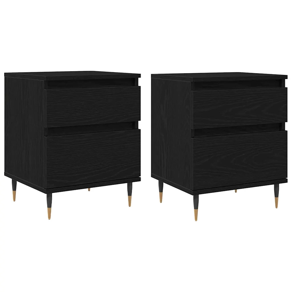 Armadio da Notte con cassetto 2 pcs Rovere Nero 40 x 35 x 50 cm 862966