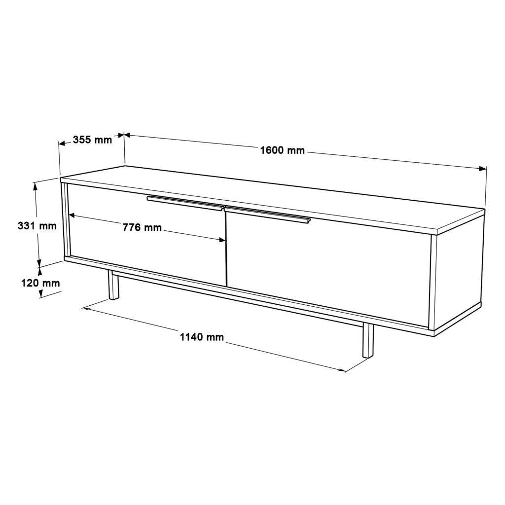Palmi, Mobile Porta tv 2 Ante, 160x36x45h cm Bianco