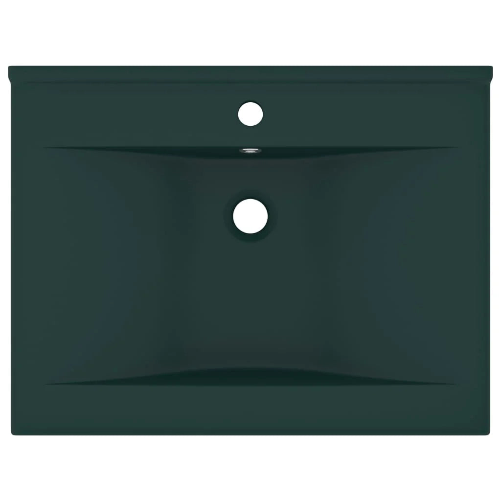Lavabo con foro per rubinetto lavabo da appoggio lavabo da bagno e cucina uso interno 60 x 46 cm ceramica verde scuro opaco 02_0002767