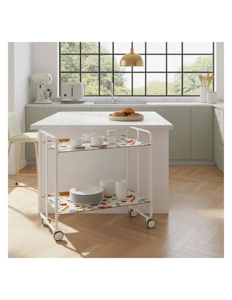 Carrello da cucina pieghevole bianco con ruote BAUHAUS 2 ripiani
