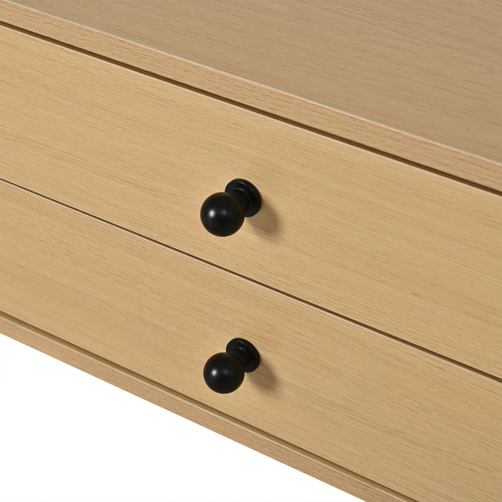 Tavolino da salotto rotondo in effetto legno chiaro con 2 cassetti e ante scorrevoli, 100¡Á50¡Á36 cm, portata fino a 50 kg