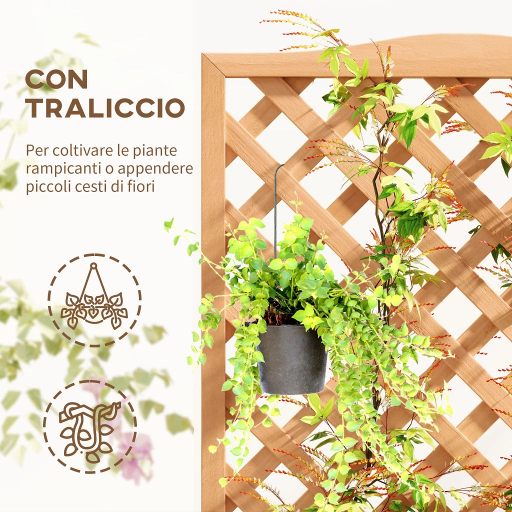 Fioriera con Traliccio per Rampicanti 76x36x170 cm con Fondo Ampio in Legno di Abete