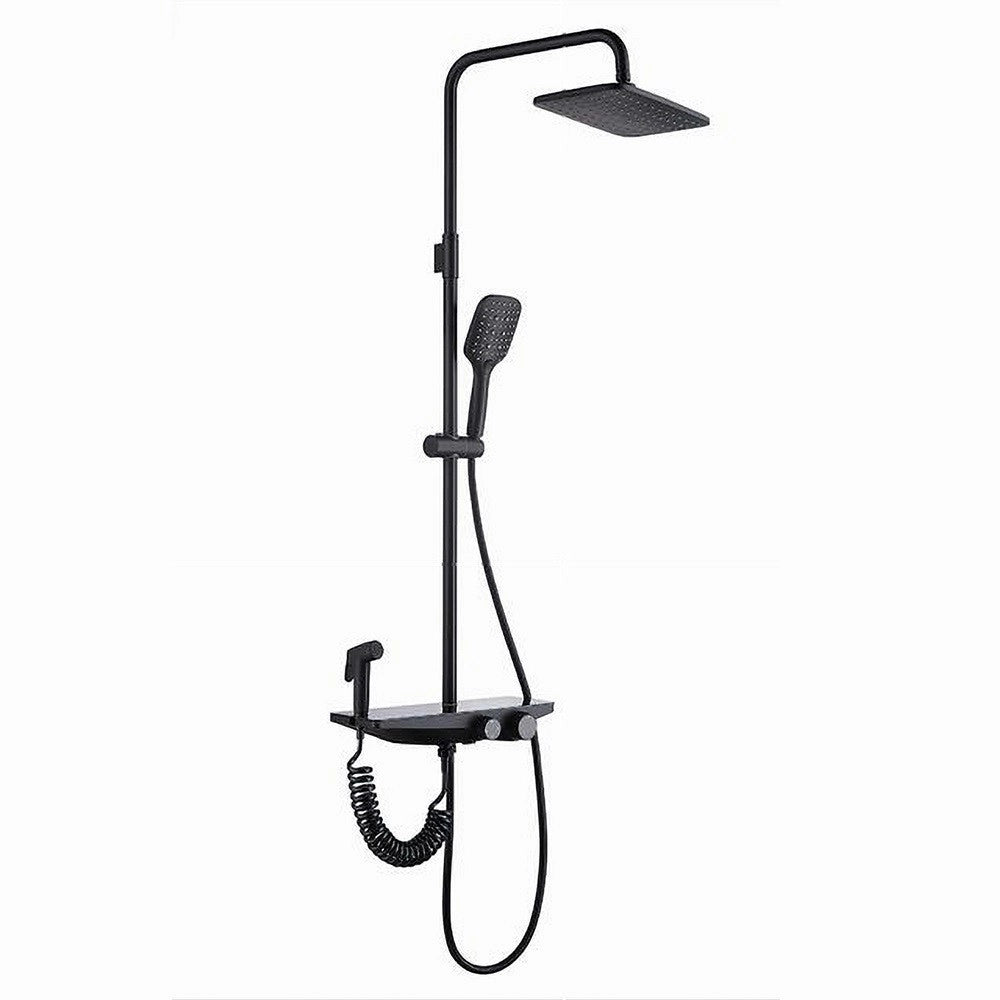 Trade Shop - Set Saliscendi Colonna Doccia Bagno Soffione Doccetta Bidet Rubinetto Nero 87342 -