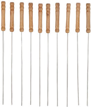 Set di 10 Spiedini di BBQ in Legno con Manico in Acciaio Inox