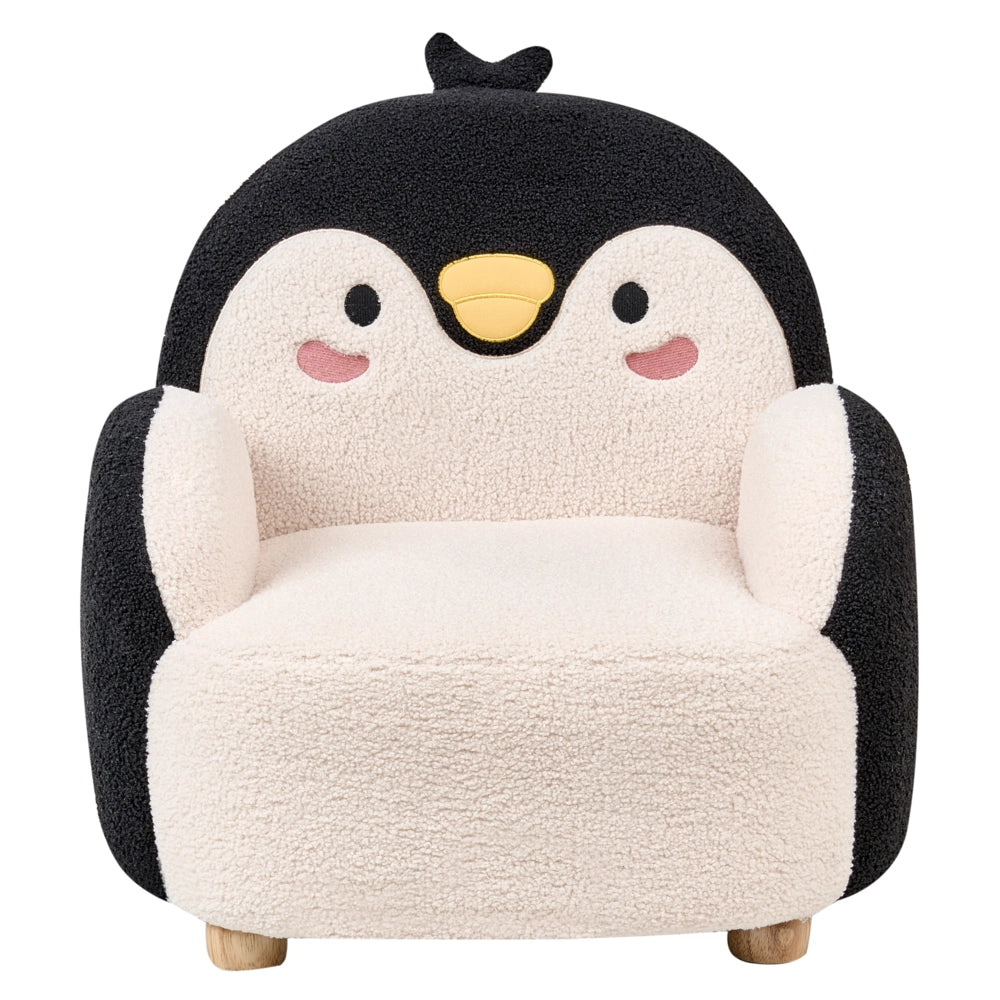Poltrona per bambini Pinguino bouclé Nero Imbottito Sedia bassa per bambini Forma
