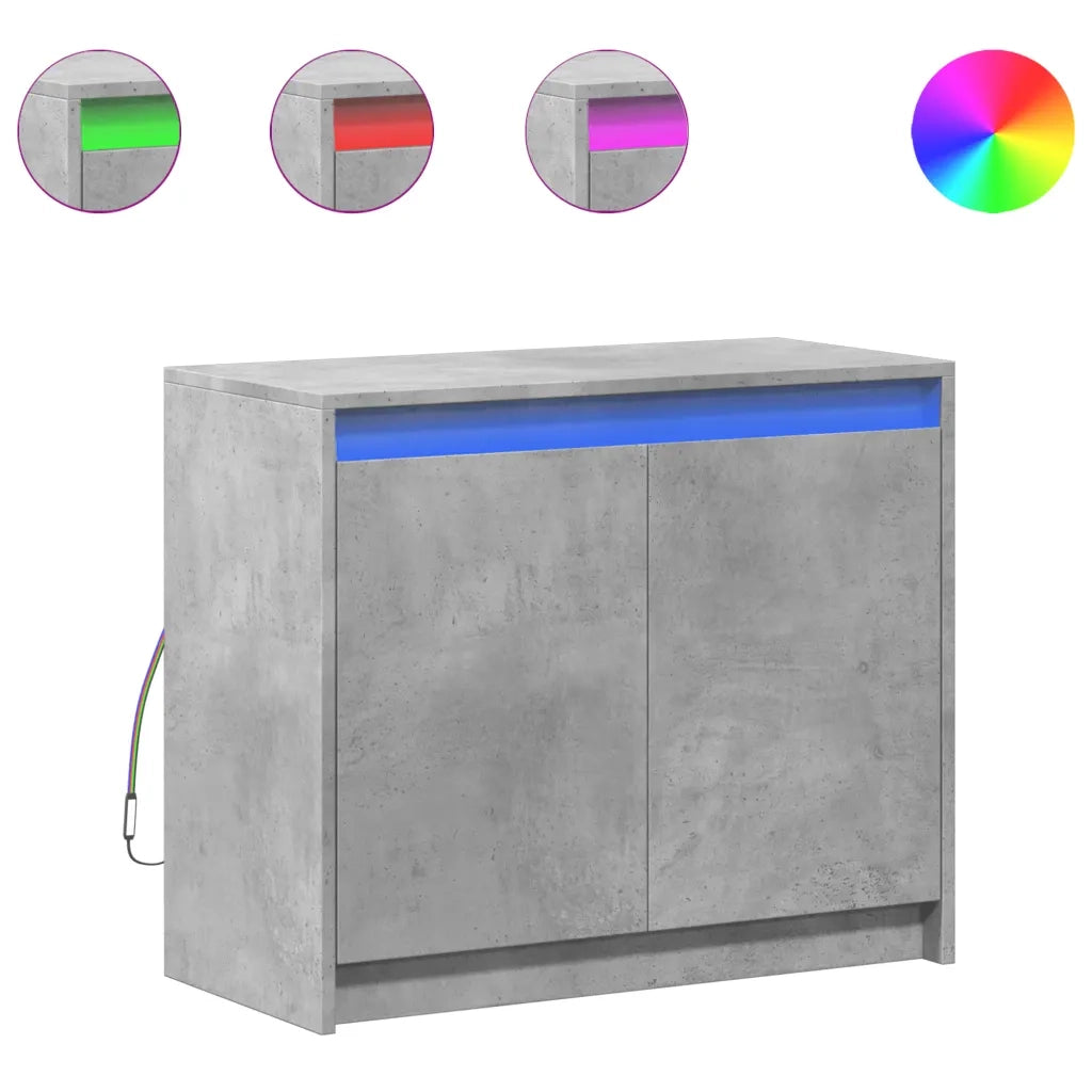 Credenza con LED-Buffet-Armadio da cucina Grigio Cemento 72x34x61 cm Legno Multistrato