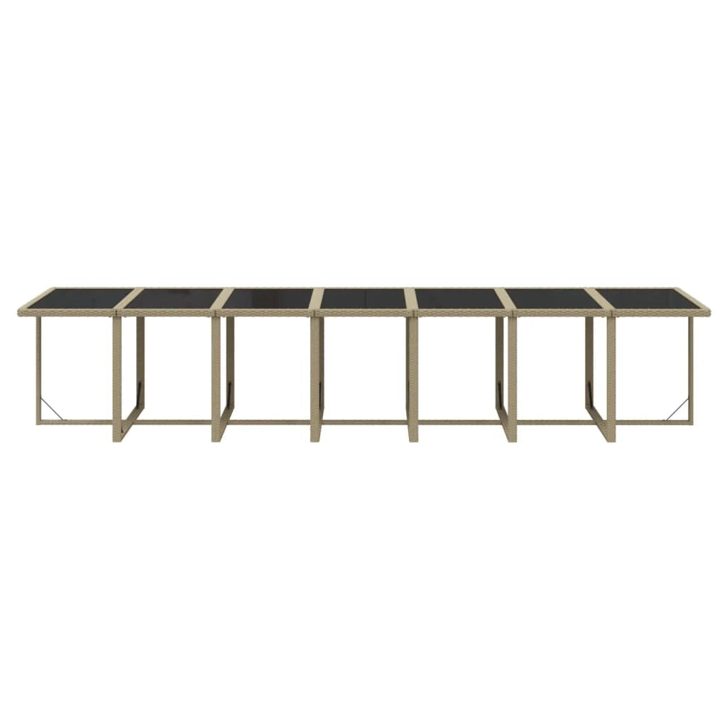 Set da pranzo per esterni composto da 19 pezzi con cuscini in resina intrecciata beige 02_0014427