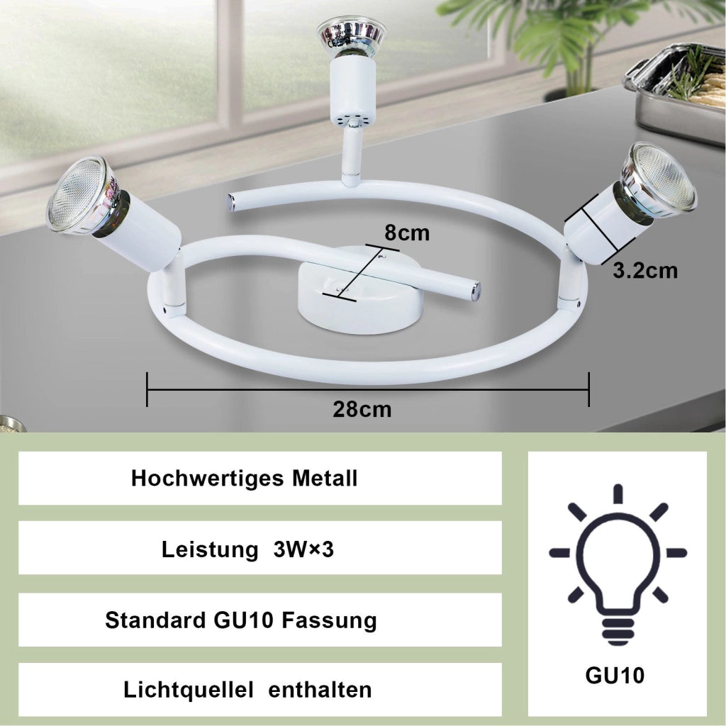 ZMH Faretto da soffitto 3 fiamme GU10 moderni per corridoio con lampadina inclusa
