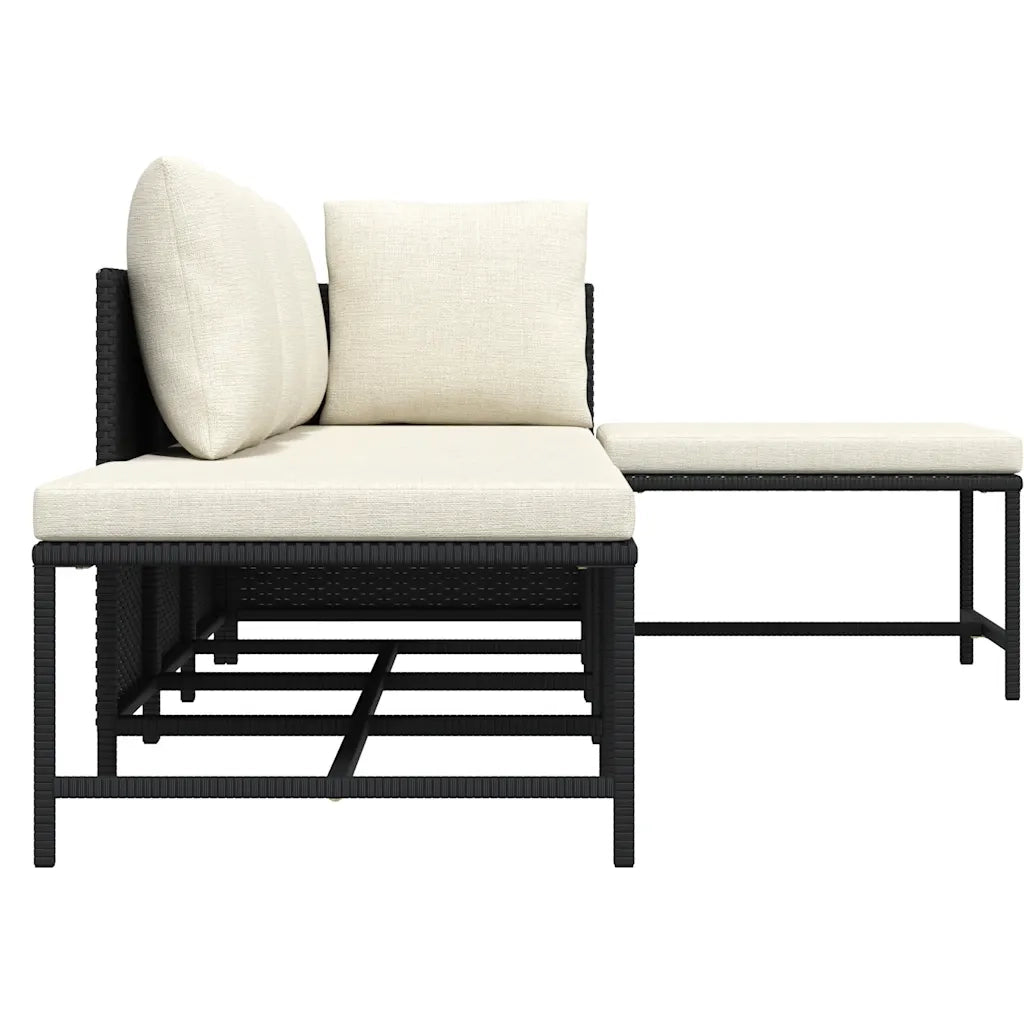 Set Divani da Giardino 5 pz con Cuscini in Polyrattan Nero cod mxl 70683