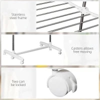 Homcom – Stendibiancheria 3 piani Stendino con Appendiabiti e Ruote - Regolabile 139x62x136cm