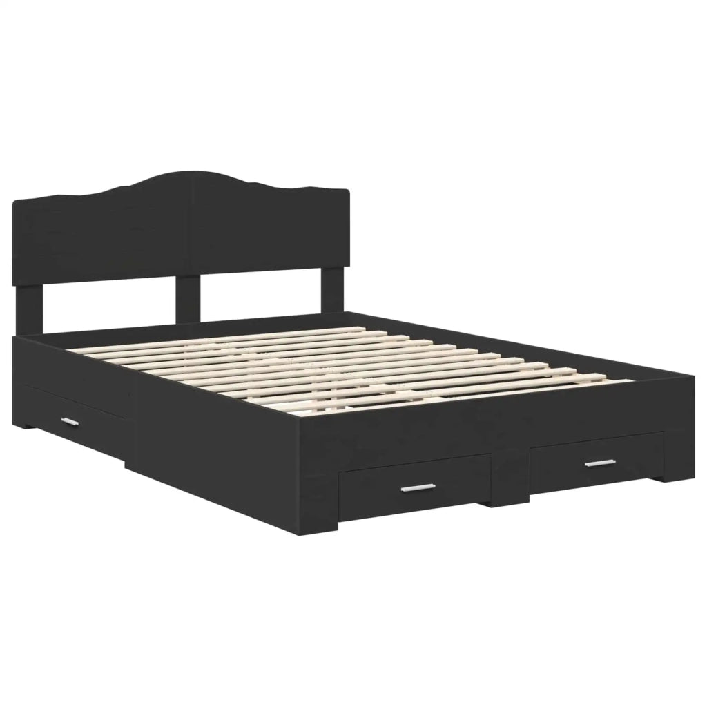Letto matrimoniale | Letto per adulti | Struttura del letto Nero 140 x 190 cm Legno multistrato