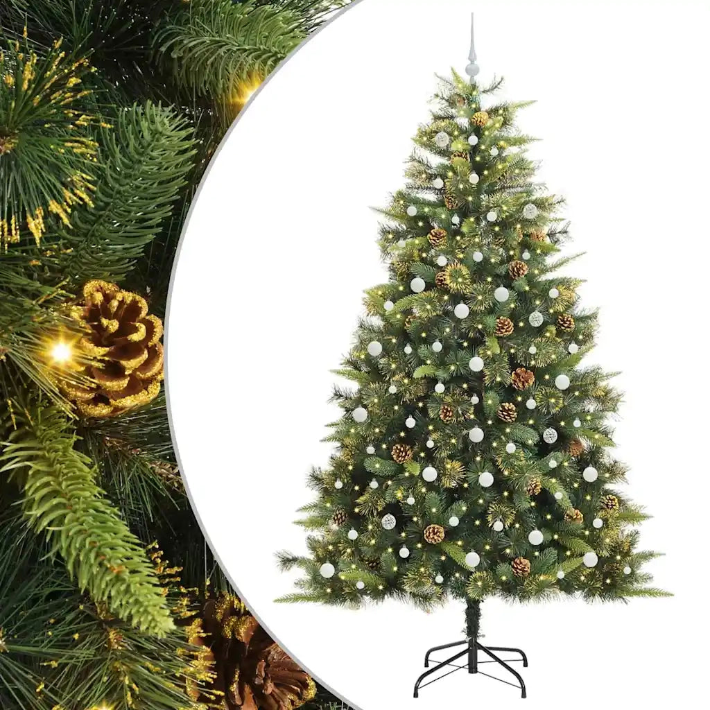 Albero di Natale artificiale pieghevole con coni Verde 240 cm 3395110