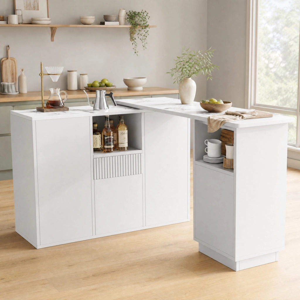 BANCONE BAR Girevole 210x30x100,9 cm MDF Bianco