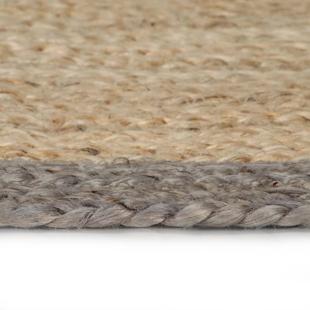 Tappeto Lavorato a Mano in Juta con Bordo Grigio 90 cmcod mxl 127788