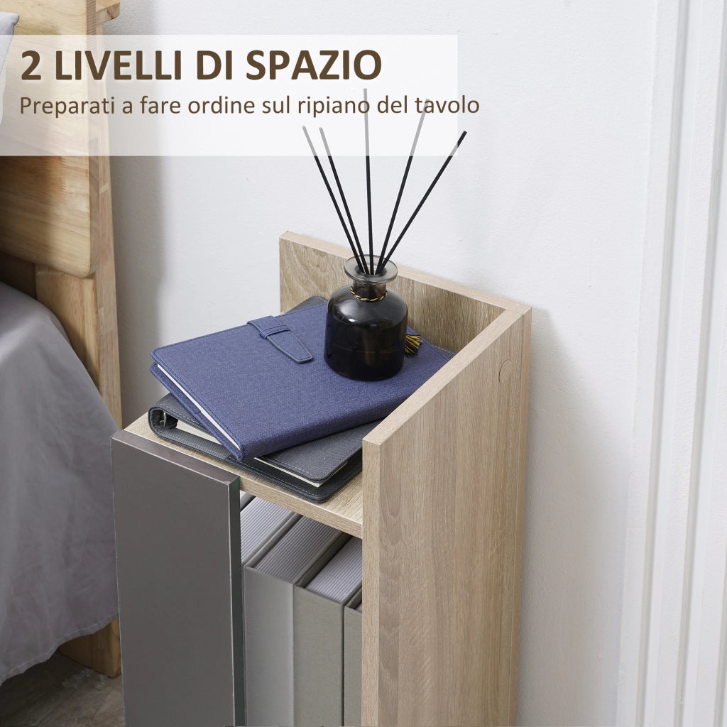 Comodino Grigio Moderno con Ripiano Aperto ¨C Zephmum ¨C 27x25x60cm