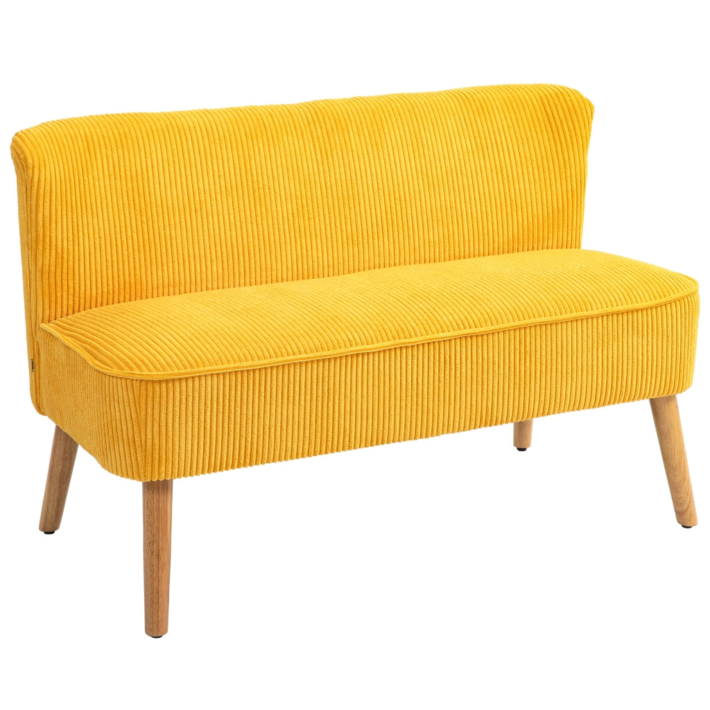 Divano 2 posti in tessuto giallo ¨C Xylo ¨C Struttura in legno massello 117x56,5x77 cm