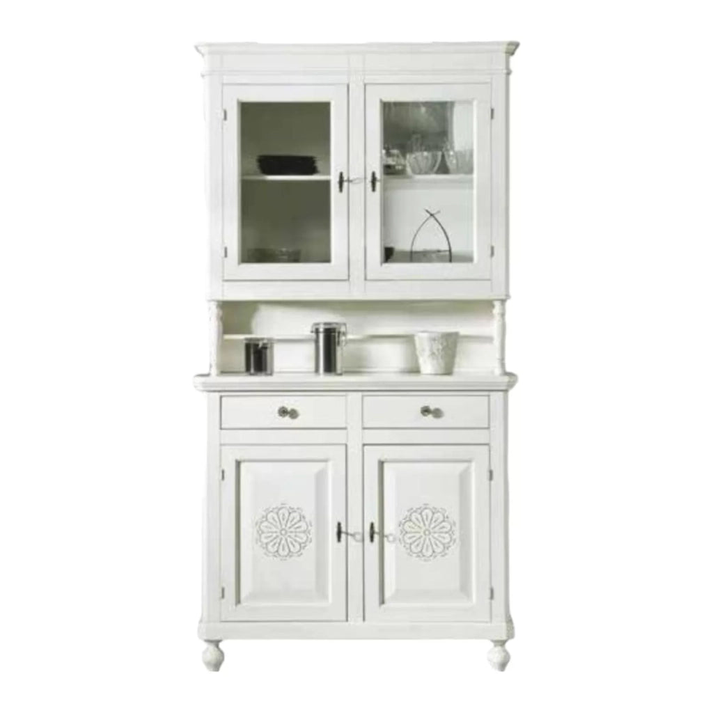 Cristalliera 2 ante legno bianco rosoni 104x43x208 - Mobili 2G