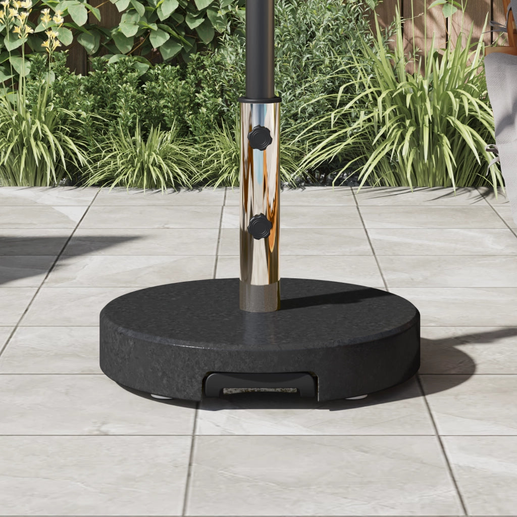 Base per Ombrello con Ruote con Maniglia Nero Granito 29 kg Rotonda