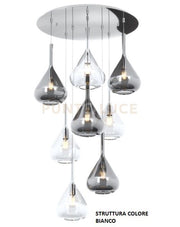 SOSPENSIONE BIANCO 8 LUCI TONDA VETRI 4X TR + 4X FU 1177BI-S8 T-TF