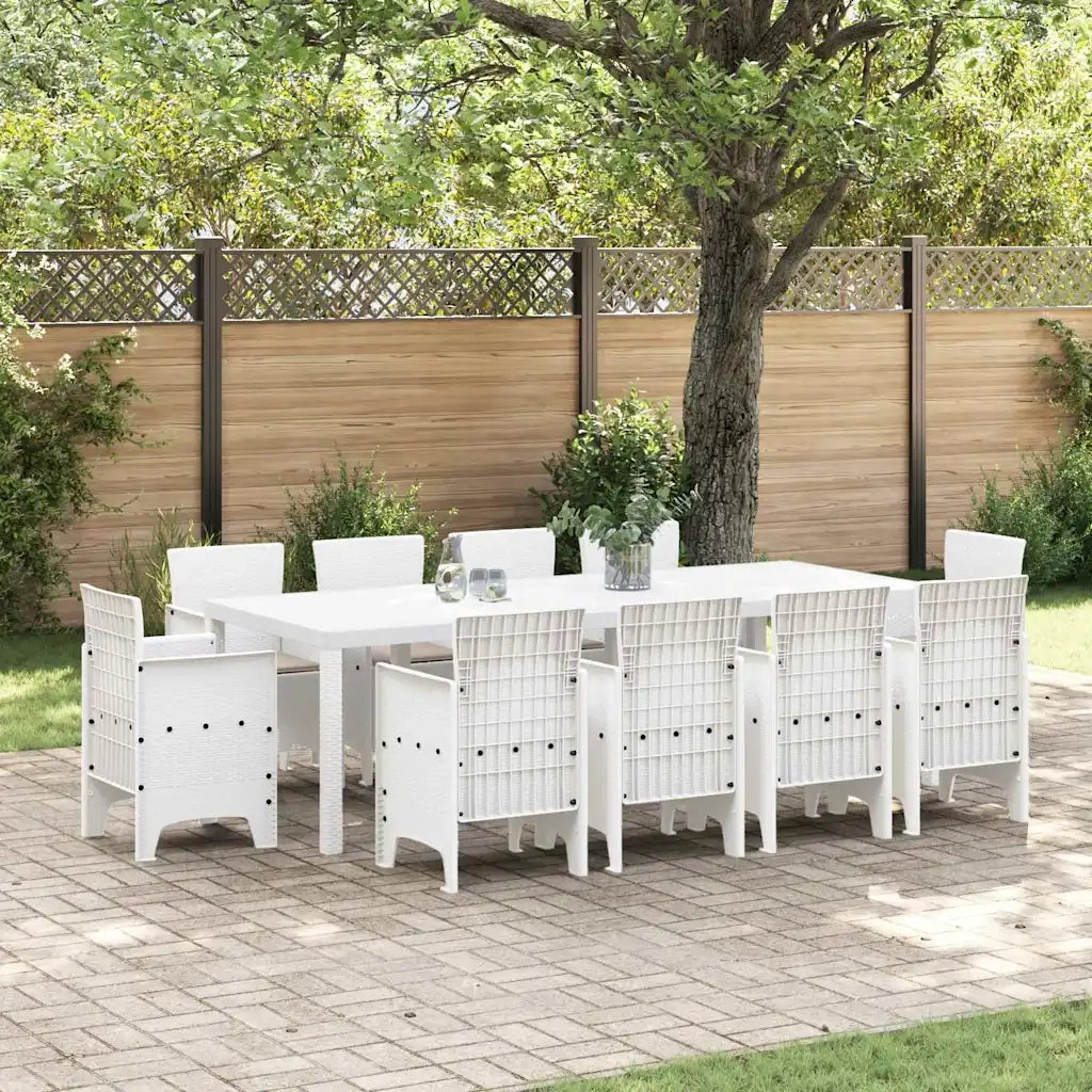 Set da Pranzo per Giardino 11 pcs Bianco Polipropilene