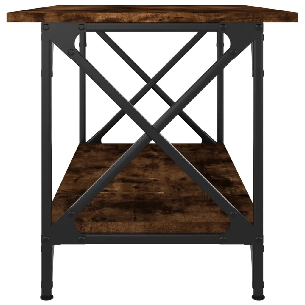 Tavolino Rovere Fumo 80x45x45 cm in Legno Multistrato e Ferro 823324