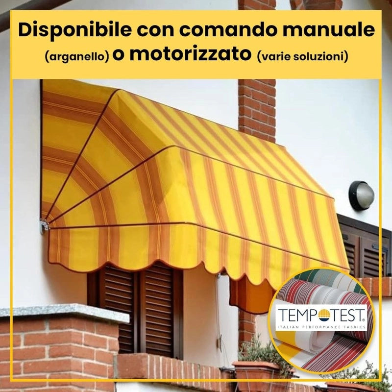 Tenda Sole Cappottina 4 Raggi, Telo PVC Bianco, Larghezza 1,50 x Sporgenza 0,80, UV-Resistente, Impermeabile - Giardino, Balcone