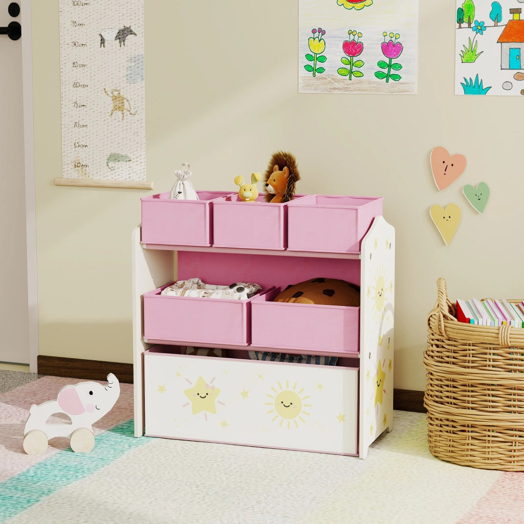 Cassettiera Porta Giocattoli 3 Livelli con 6 Cesti ¨C zephmum ¨C Rosa