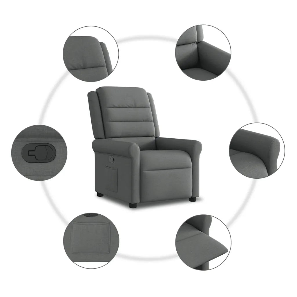 Divano Sedia-Poltrona Reclinabile in Tessuto Grigio Scuro 454446