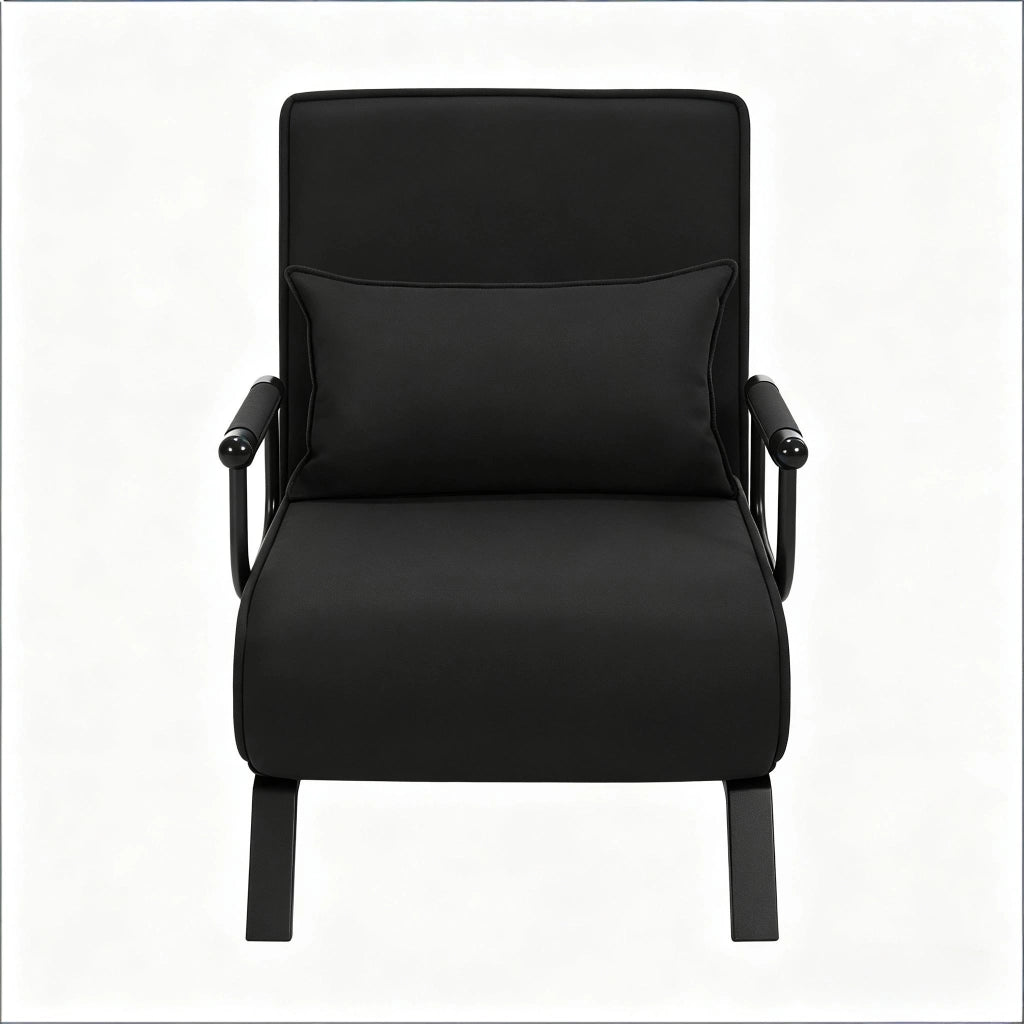 Letto singolo pieghevole 1 posto 184 × 65 cm con schienale reclinabile a 5 posizioni, senza materasso, nero
