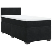 Letto singolo | Letto per adulti | Giroletto a Molle con Materasso Nero 90x190 cm in Velluto
