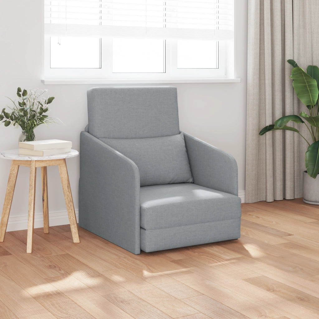 Divano Letto a Pavimento 2-in-1 Grigio Chiaro 65x80x83 cm Tessuto
