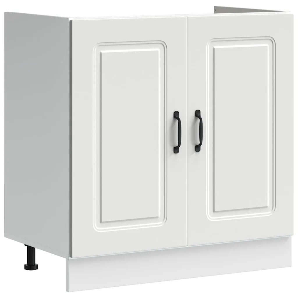 Mobile base lavello-Armadietto da bagno Kalmar Bianco 80x46x81,5 cm in Truciolato