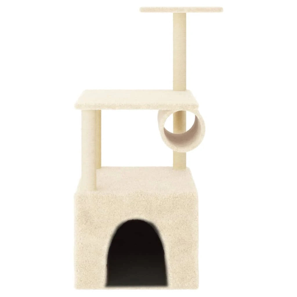 Tiragraffi per gatti torre per arrampicata giocattolo piattaforma per arrampicata con tiragraffi in sisal 109,5 cm crema 02_0022454
