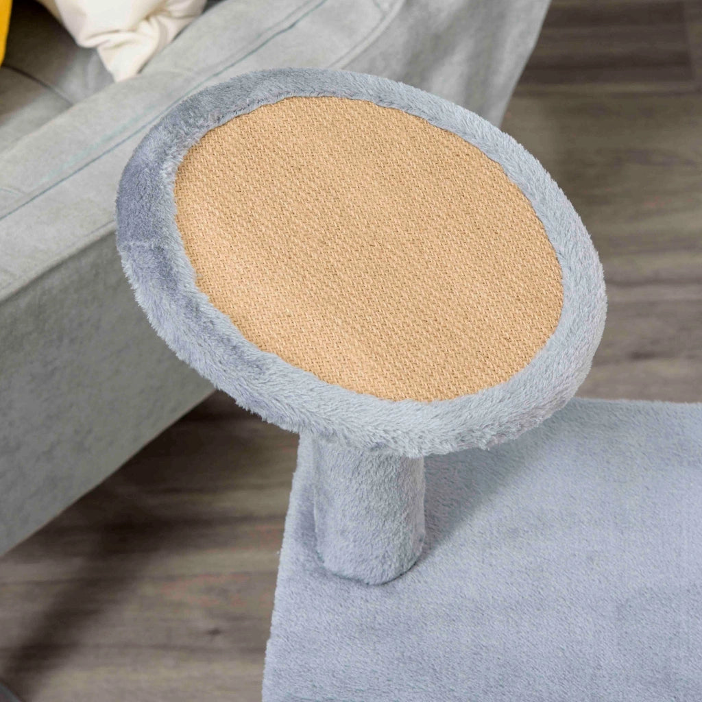 Albero Tiragraffi per Gatti 48x48x84 cm in Corda Juta Rivestimento in Peluche Grigio