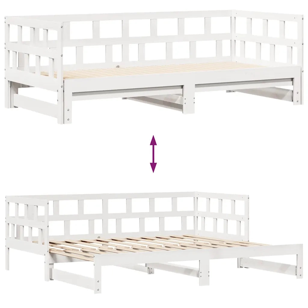 Letto Estraibile con Cassetti senza Materasso-Struttura Letto con contenitore Bianco 80x200 cm 254268