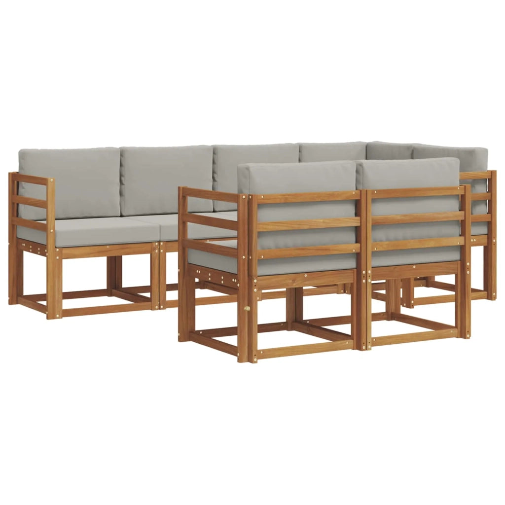 Set di divani da esterno 7 pcs Grigio Naturale e Chiaro 3366519