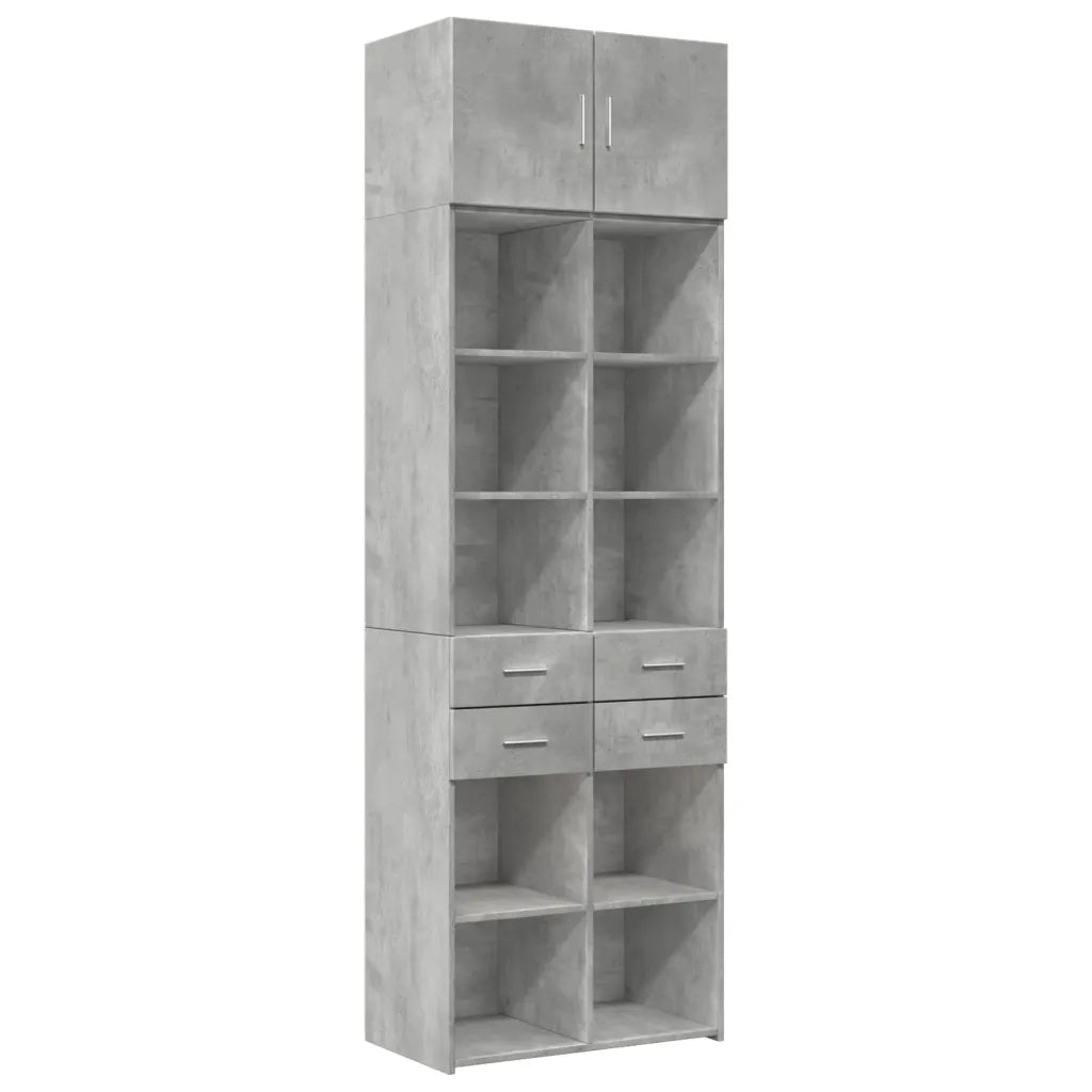 vidaXL Armadietto Grigio Cemento 70x42,5x225 cm in Legno Multistrato