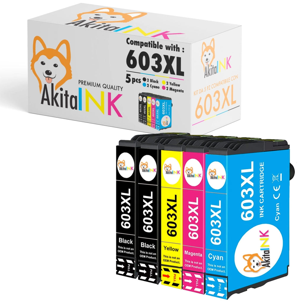 5 Cartucce Epson 603XL Compatibili AkitaINK Colori