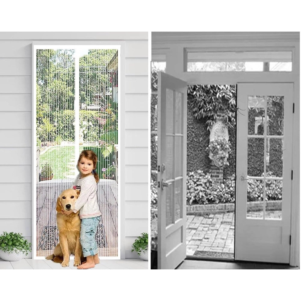 Trade Shop - Zanzariera Universale 120x230cm Bianca Chiusura Automatica Magnetica Porte Finestre 622135 -