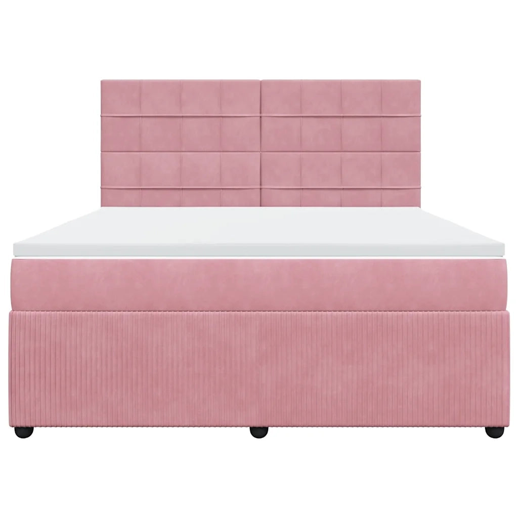 Giroletto a Molle con Materasso Rosa 180x200 cm in Velluto 3294711